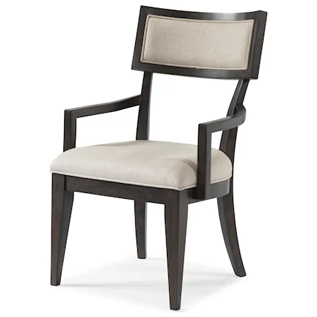 Transitional Dining Arm Chair with Upholstered Seat and Back